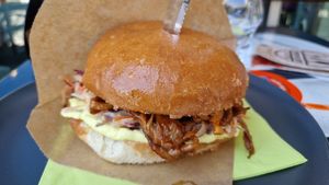 Pulled mushroom burger at Crusty Kuhna in Ljubljana