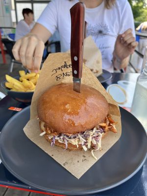 Pulled shroom burger  at Crusty Kuhna in Ljubljana