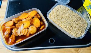 Chick’n in OK sauce and fried rice   at Veggie Garden  in Harrogate