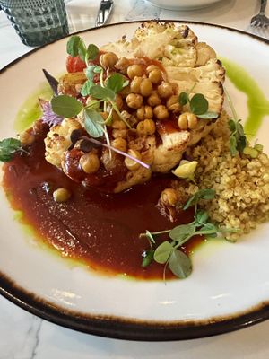 Cauliflower Steak is an amazing fusion of flavours!  at Seaport Social in Halifax