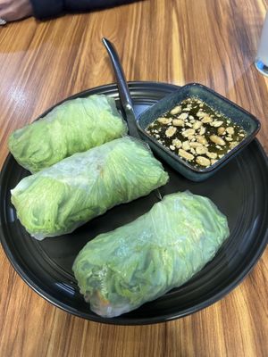 Veggie summer rolls with peanut saucee  at ItuThai Restobar in Chihuahua