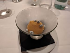 Sorbetto al mango e pistacchi sabbiati #Veganuary at Boutique & Gourmet Hotel Orso Grigio in San Candido