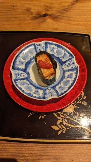 Fried millet flour with tomato sauce at Da Maede & Lapis in Kyoto