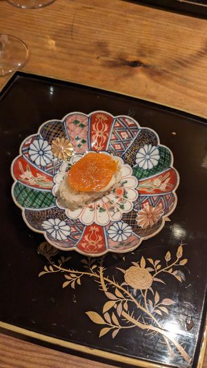 Smoked carrots with vegan tarar sauce at Da Maede & Lapis in Kyoto