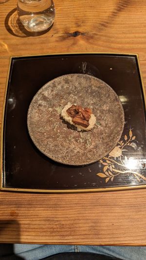 Burdock braised in red wine at Da Maede & Lapis in Kyoto