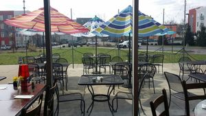 Patio and free off street parking at Ruth's Parkside Cafe in Cincinnati