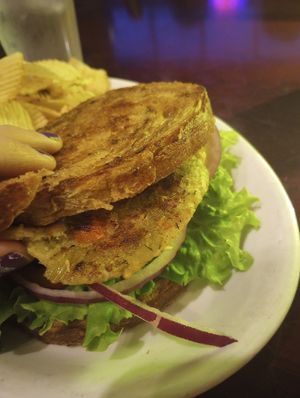 Bean burger is actually made in house and with real veggies 😻 at Ruth's Parkside Cafe in Cincinnati