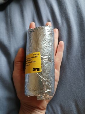 Size of brekky burtito at Guzman y Gomez in Hamilton