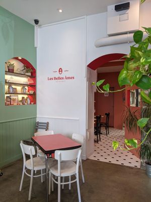 inside at Les Belles Âmes Pâtisserie in Lyon