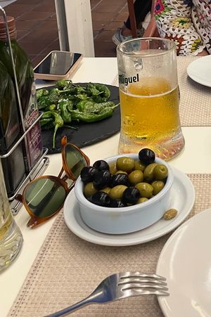 Olives and Padron Peppers  at Tapas 75 in Fuerteventura