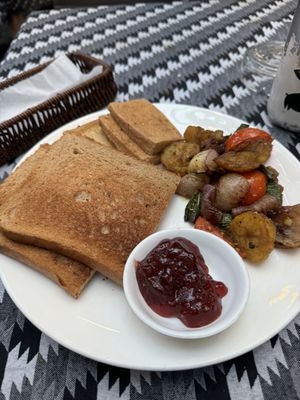 Simple breakky vegan option. W/tofu and not butter.   at Mandukat   in Kathmandu