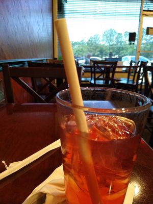 Tea with paper straw! at Sunflower Cafe in Fairhope
