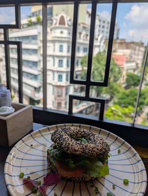 The bagel and the view at Tartine Saigon - District 1 in Ho Chi Minh City