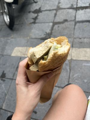 Banh Mi with ‘traditional Vietnamese seitan’ 02 on the menu  at Banh Mi Vegan in Hanoi