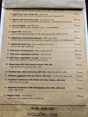 Vegan menu  at Hy - Vietnamese Restaurant in Hoi An in Hoi An