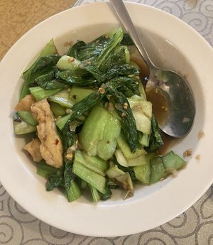 Tofu and pak choi.  at Ben's Way Chinese Restaurant in Helsinki