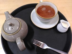 Tea and oat milk (October 2025) at Tesco Cafe in Aberystwyth