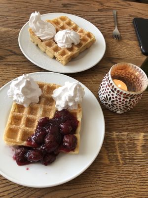 Belgian waffles 🌱  at Krawummel in Muenster