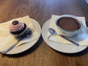 Chocolate raspberry cupcake and tiramisu  at Krawummel in Muenster