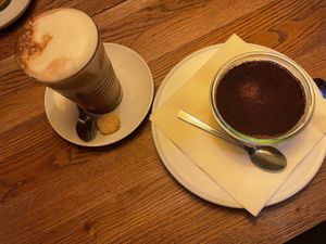 Tiramisu and a Chococcino at Krawummel in Muenster