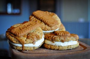 Vegan Biscoff Cookie sandwiches  at Scoundrels Coffee Co in Saltburn-by-the-sea
