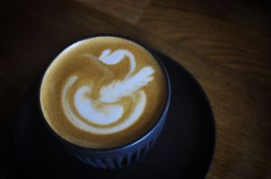 Latte at Scoundrels Coffee Co in Saltburn-by-the-sea