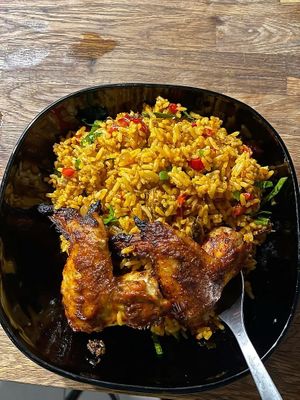 NATIVE RICE AND ROASTED CHICKEN at Gourmet Vegan Kitchen in Lagos