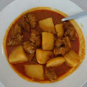 curry (mock) mutton with bun at Pure Minded Vegetarian Cafe - Taman Bukit Indah in Johor Bahru