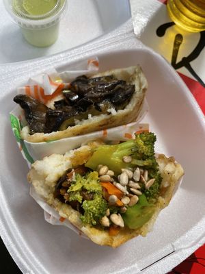 Mushroom and veggie arepas (added the sunflower seeds on my own)  at Rico Arepa in Manati