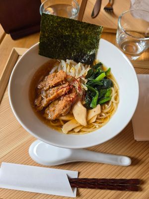 Ramen with soy sauce at Cafe Tea Terrace in Kyoto