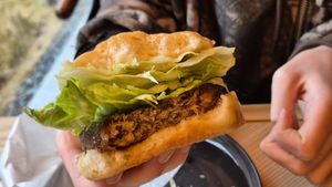 Soy burger at Cafe Tea Terrace in Kyoto