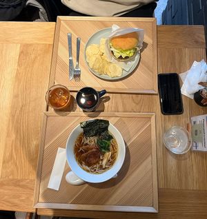 Ramen and Burger (vegan)  at Cafe Tea Terrace in Kyoto