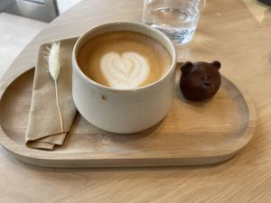Oat latter and vegan chocolate truffle bear 🐻   at Angel Cakes - Dubai Hills Park in Dubai