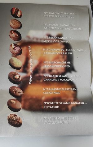 Discriptions of each Chocolate at Lait De Choco in Amsterdam