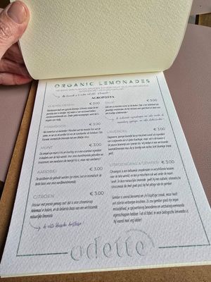 Part of menu at Odette in Roeselare