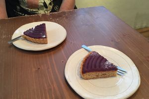 Pie with purple potato at Ageha Relax Cafe in Kobe