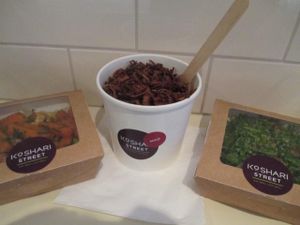 Large koshari and two 'sides.' at Koshari Street in London