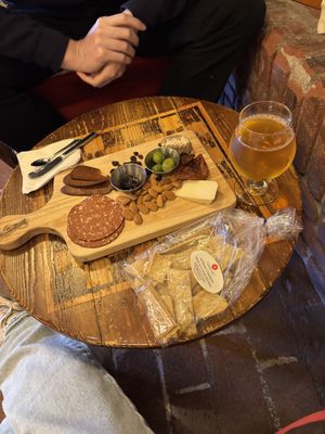 Vegan charcuterie board with crackers from a local businesss  at The Good Life in Solvang