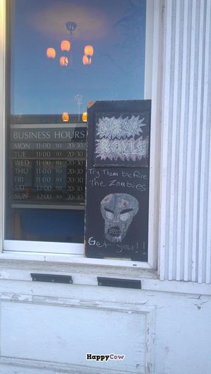 Funny sign at The B-Well Sushi and Cafe in Halifax