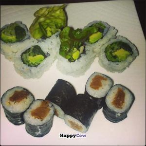 Spinach roll and sweet squash roll.  at The B-Well Sushi and Cafe in Halifax
