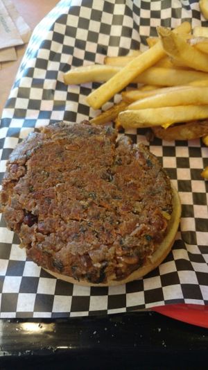 vegan burger at Maswick Cafeteria in Grand Canyon Village