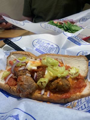 Gluten free vegan meatball marinara  at Beach Hut Deli & Tap Room by DOCO in Sacramento