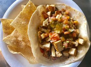 Amazing tofu + black mushroom taco  at Federico's Fresh Mex Cuisine in Hanalei