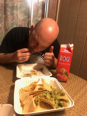Chips and guacamole + mushroom and tofu tacos.  at Federico's Fresh Mex Cuisine in Hanalei