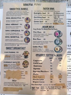 Menu  at Soul Café & Shop in Pai