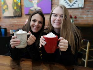 Vegan hot chocolate with coconut whip cream  at The Art We Are in Kamloops
