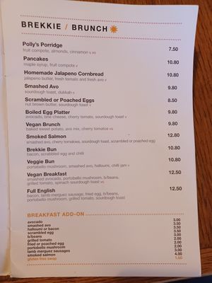 Menu at The Spoke in London
