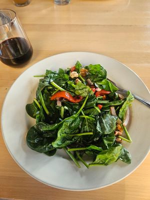 Spinach salad, very tasty at 9 Miles East in Saratoga Springs