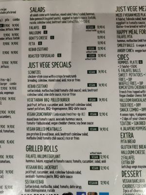 Menu at Just Vege - Forum in Helsinki