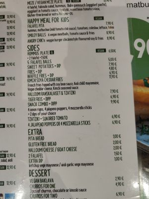 Menu at Just Vege - Forum in Helsinki